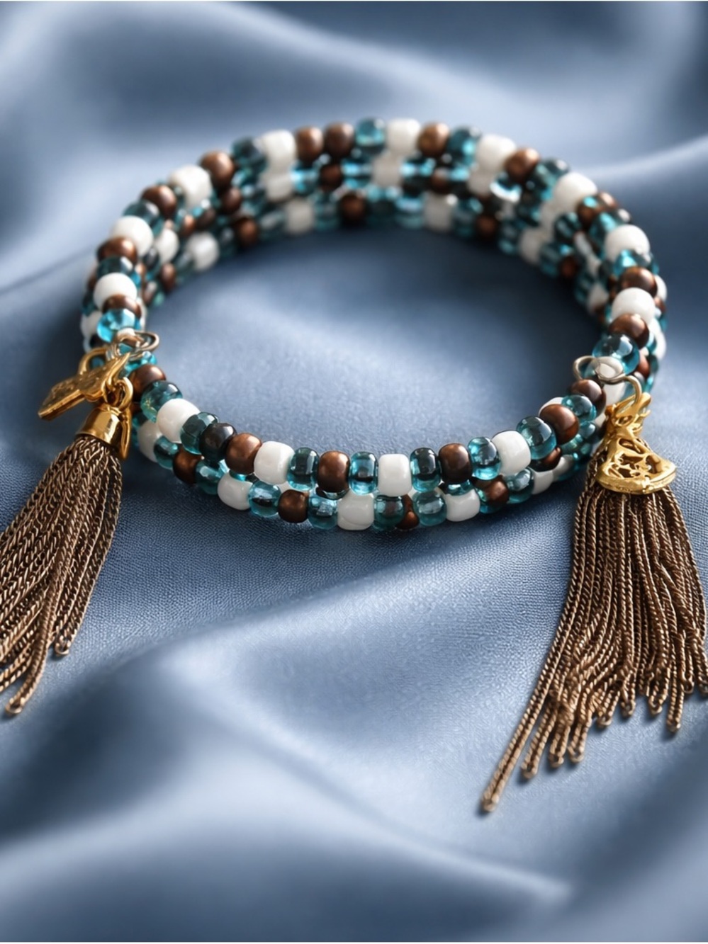 Beaded Bracelet with Tassels